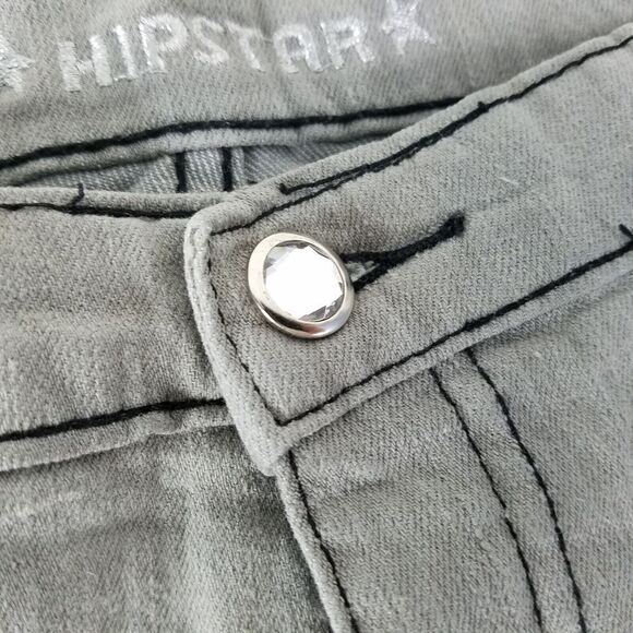 Hipstar Jeans Womens 24 Gray High Rise Skinny Leg Rhinestone Light Wash‎ Denim - Picture 9 of 16